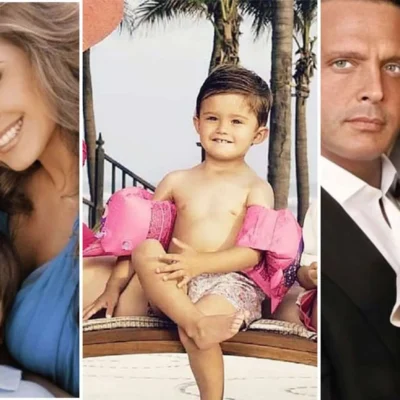 Luis Miguel Miguel and Aracely Arámbula with their childrens Miguel Gallego Arámbula and Daniel Gallego Arámbula.